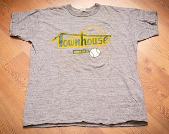 80s Townhouse Softball T-Shirt, M, Rayon Tri-Blend, Vintage Graphic Tee, Sports Team, Baseball