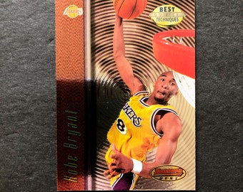 Kobe Bryant 1997-98 Bowman's Best Techniques Foil Insert Card #T4, Best Dunker, NBA Basketball, Los Angeles Lakers, Vintage 90s, LA