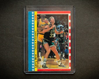 Larry Bird 1987-88 Fleer Sticker Insert Card #4, Boston Celtics, NBA Basketball, Trading Collectible, Vintage 1980s, All Star