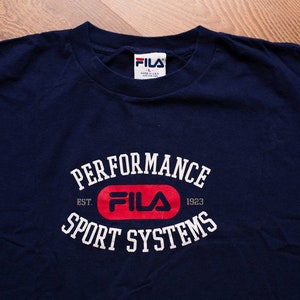 90s FILA Spell Out Logo Red T-shirt, Rap Hip Hop Tee, Vintage 1990s, Performance Sport Systems, Athletic Sportswear image 2