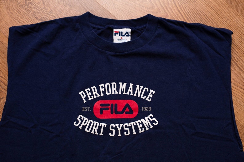 90s FILA Spell Out Logo Red T-shirt, Rap Hip Hop Tee, Vintage 1990s, Performance Sport Systems, Athletic Sportswear image 2