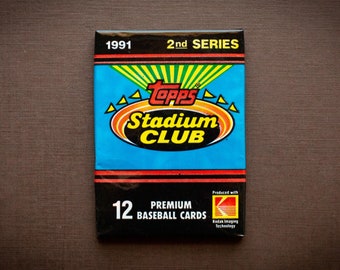 Lot of THREE (3) Sealed 1991 Stadium Club Series 2 Cello Packs, MLB Baseball Cards, Unopened Trading Collectible, 2nd, Premium Glossy