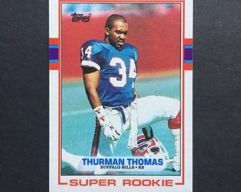 Thurmon Thomas 1989 Topps Super Rookie Card #45, Buffalo Bills RC, NFL Football, Vintage 80s