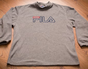 90s FILA Spellout Fleece Sweatshirt, Baggy L/XL, Vintage Spellout, Long Sleeve Shirt