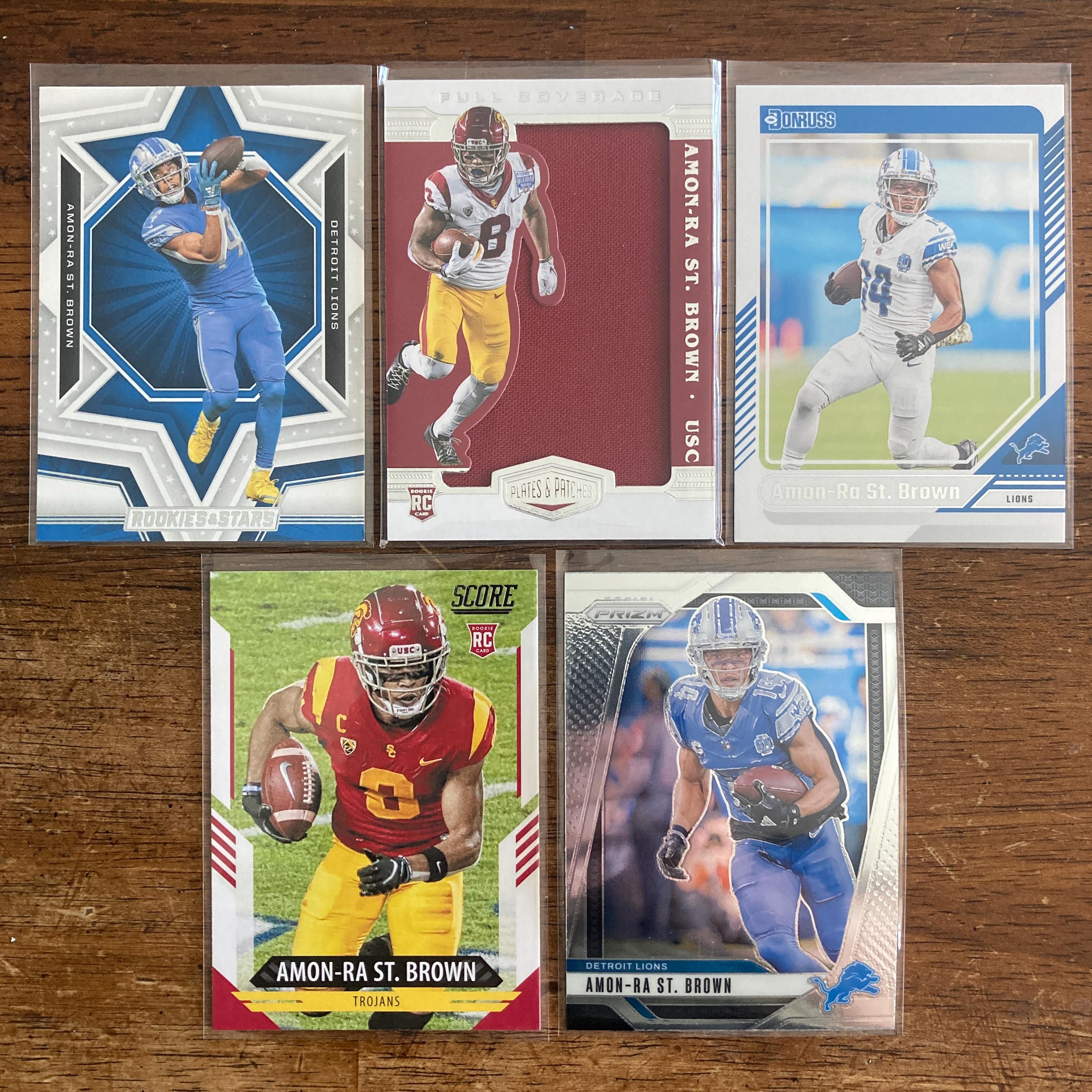 Amon-ra St. Brown Pack W/sp Jersey RC Insert, 5 Football Cards