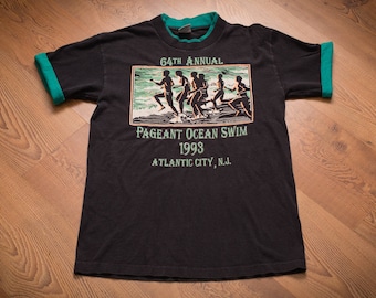 90s Pageant Ocean Swim 1993 T-Shirt, S, Vintage Tee, Atlantic City Nj, 64th Annual