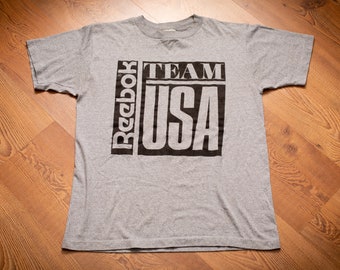 80s Reebok Team USA T-Shirt, S/M, Olympics, Vintage Tee, Union Jack Logo Tag, Hip Hop Streetwear, Olympic Games