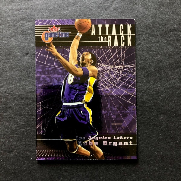 Kobe Bryant 2000-01 Fleer Game Time Attack the Rack Insert Card #3, NBA Basketball, Los Angeles Lakers, Vintage Y2K, LA