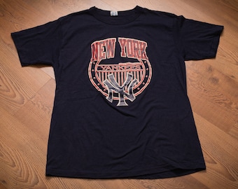 80s New York Yankees Logo T-Shirt, M, Champion Brand, Vintage Graphic Tee, Classic NY MLB Baseball Team Apparel