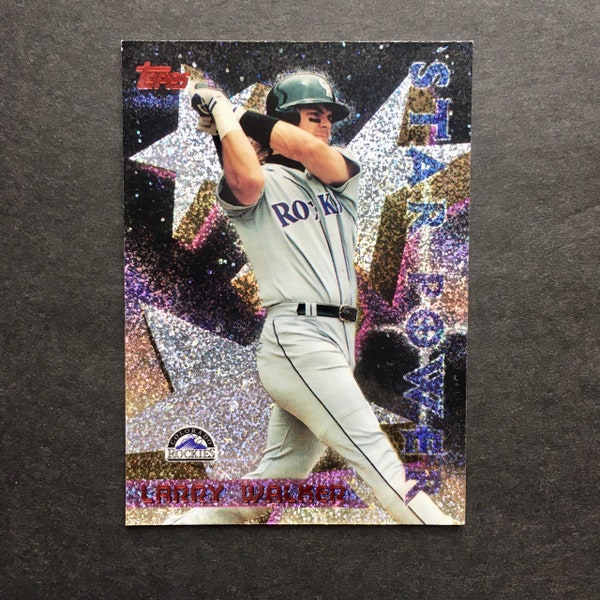 Larry Walker 1996 Topps Star Power Boosters Sparkle Foil Parallel Card #5, Colorado Rockies, MLB Baseball, Vintage 1990s