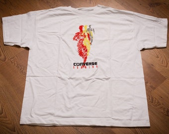 90s Converse Running T-shirt, XL, Vintage Sketch Graphic Tee, O/S, Made in USA, Sportswear, Chucks, Cons, Runner