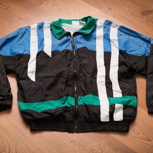 80s-90s Todd 1 Windbreaker Jacket, M/L, Vintage Outerwear, Todd1 T1 Streetwear, Colorblock