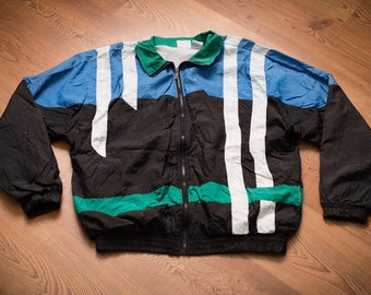 80s-90s Todd 1 Windbreaker Jacket, M/L, Vintage Outerwear, Todd1 T1 Streetwear, Colorblock