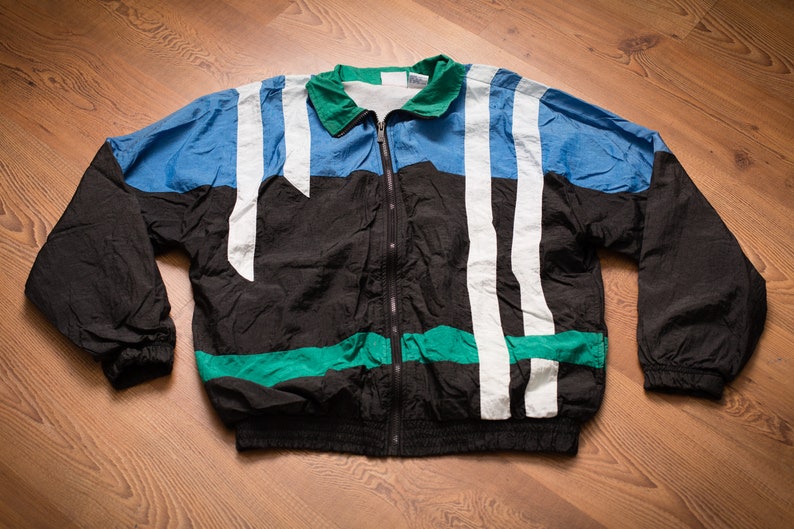 80s-90s Todd 1 Windbreaker Jacket, M/L, Vintage Outerwear, Todd1 T1 Streetwear, Colorblock image 1