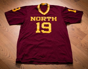 80s North #19 Mesh Jersey Shirt, M, Champion Brand, College Sportswear, Vintage Football Uniform