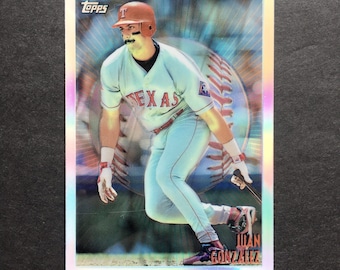 Juan Gonzalez 1998 Topps Mystery Finest Refractor Insert Card #M13, Texas Rangers, MLB Baseball, Vintage 1990s