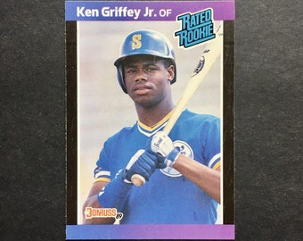 Ken Griffey Jr 1989 Donruss Rated Rookie Card #33, Seattle Mariners RC, MLB Baseball Trading Card, Vintage 80s