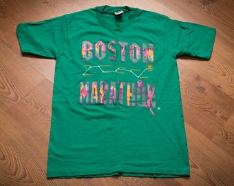 90s Boston Marathon T-Shirt, Running Race, Vintage Route Map Graphic Tee, BAA Event, Athletic Sportswear