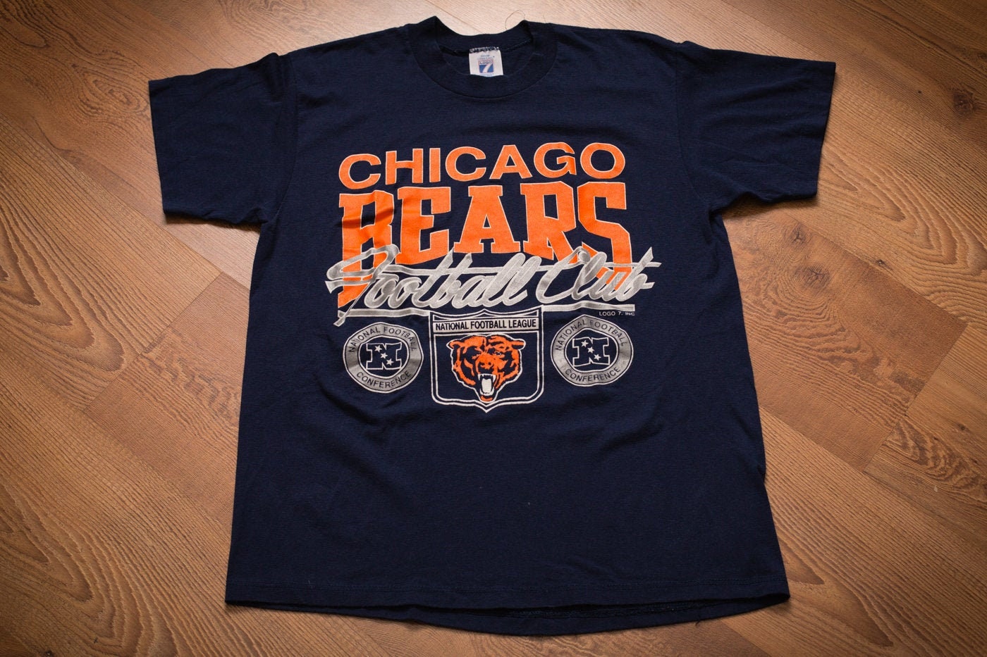 70s 80s LOGO 7 ナンバリング Tシャツ BEARS オレンジ XL 80s Chicago Bears T-shirt, S/M, Logo 7, Football Club, Vintage