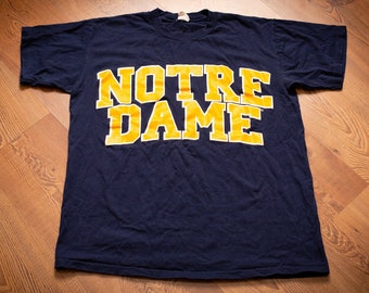 80s-90s Notre Dame Spell Out T-Shirt, L, Vintage Graphic Tee, Fighting Irish, College University