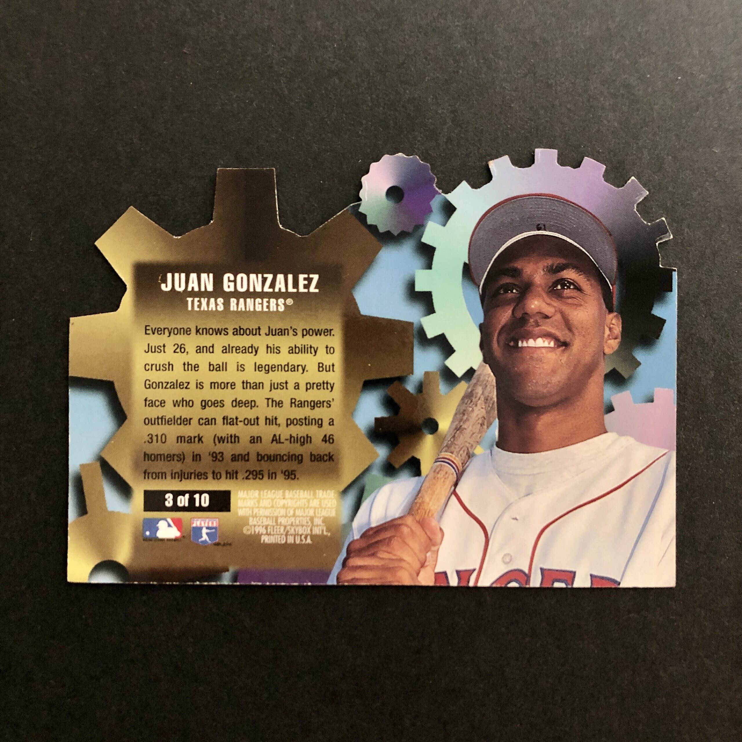 Juan Gonzalez 1996 Fleer Ultra Hitting Machines Die-cut Insert 