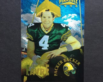Brett Favre 1996 Pinnacle Trophy Collection Packer Backer Foil Parallel Card #200, NFL Football, Vintage 1990s