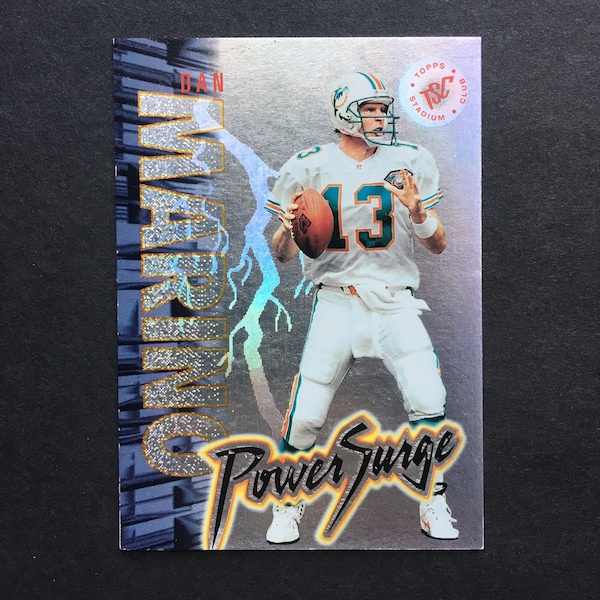 Dan Marino 1995 Topps Stadium Club Power Surge Foil Insert Card #PS1, Miami Dolphins, NFL Football, Vintage 90s