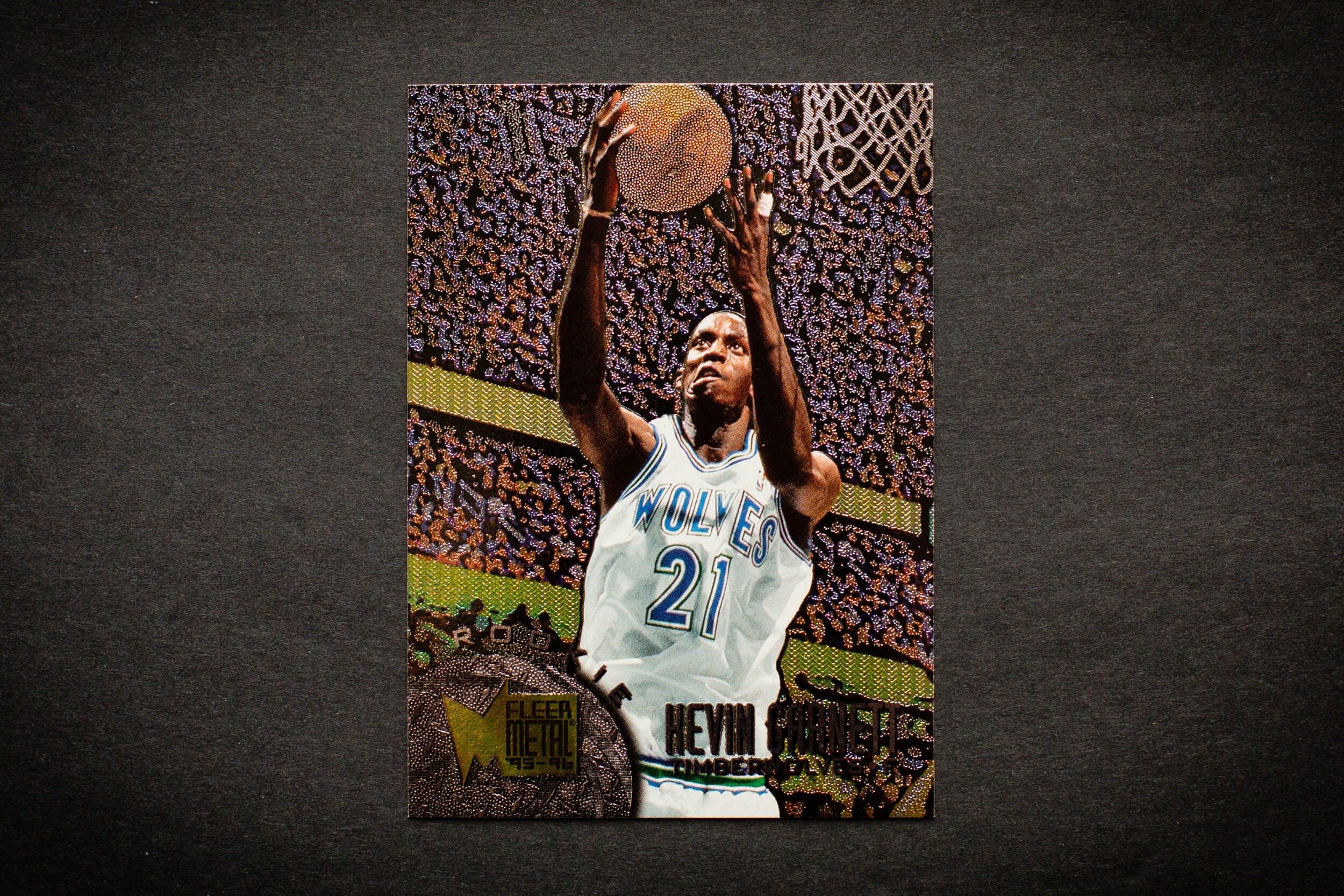 Kevin Garnett 1995 96 Fleer Metal Rookie Card 167 Minnesota Etsy