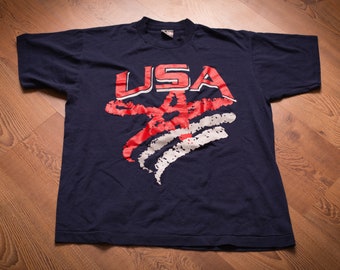 90s Team USA T-Shirt, L, Olympics, Grunge Sketch Star, Vintage Tee, Olympic Games, United States of America Sports