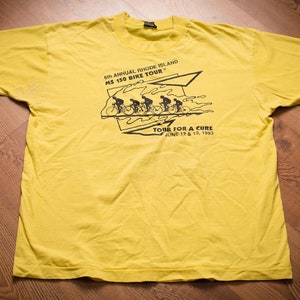 90s Rhode Island Ms 150 Bike Tour for a Cure T-Shirt, Multiple Sclerosis Society, XL, Vintage, Fortune 500 Club, 1993 Cycling Event