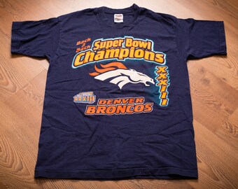 90s Denver Broncos Super Bowl XXXIII Champions T-Shirt, M, Vintage Tee, NFL Football Champs