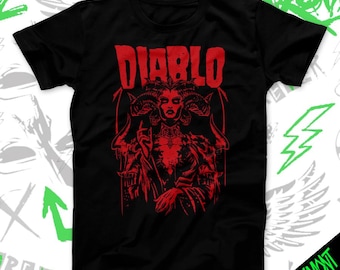 Camiseta unisex de la Reina Diablo (para hombre y mujer), camiseta de demonio, camiseta de heavy metal, camiseta de videojuegos