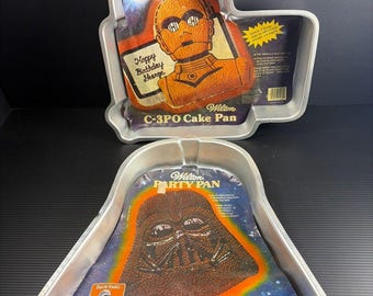Set of 2 Vintage 1980s Star Wars C-3PO and Darth Vader Cake Pan Mold Wilton