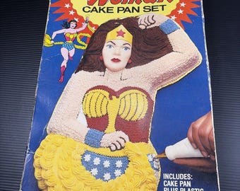 Vtg 1978 Wilton Wonder Woman Cake Pan Set W/ Face Plate & Pan In Original Box