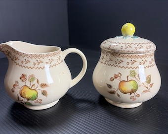 Vintage Johnson Brothers "Fruit Sampler" Made in England Creamer & Sugar Set