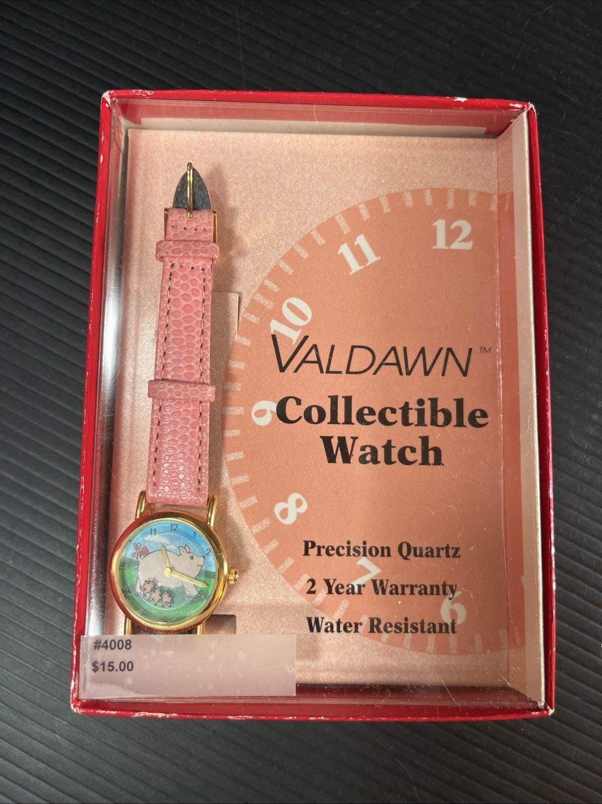 R&R Valdawn Pig and Piglets Watch Women Gold Tone Pink Leather Band New Battery Valdawn Pig With Piglets Quartz Watch NEEDS Battery | eBay main image 4