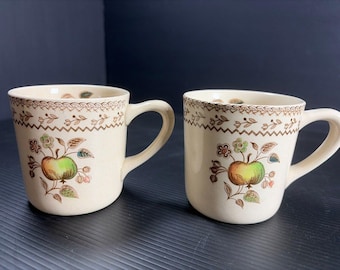 Vtg Set 2 Johnson Brothers Old Granite Fruit Sampler Staffordshire England Mugs