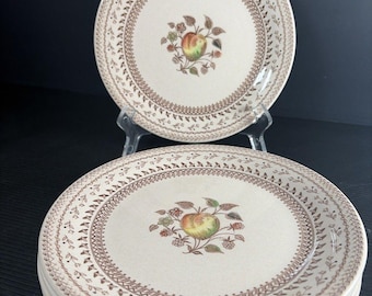 Staffordshire Old Granite Johnson Bros Fruit Sampler  8" Salad Plate Set Of 6