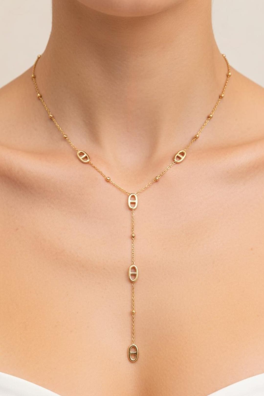 Collier Y Maille Marine En Acier Inoxydable Dor Cadeau Anniversaire collier-y-maille-marine-en-acier-inoxydable-dor-cadeau-anniversaire