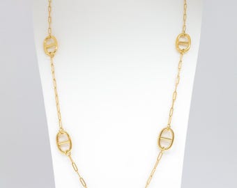 Collier Sautoir Maille marine en acier inoxydable doré - Cadeau anniversaire pour elle - Bijoux femme