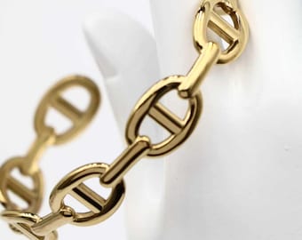 Bracelet jonc maille marine en acier inoxydable doré-  Bracelet chaîne rigide femme – Bijou élégant et tendance