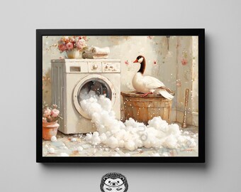 Goose Laundry Room Wall Art, Funny Farmhouse Print, Cottagecore Decor Gift For Goose Lovers
