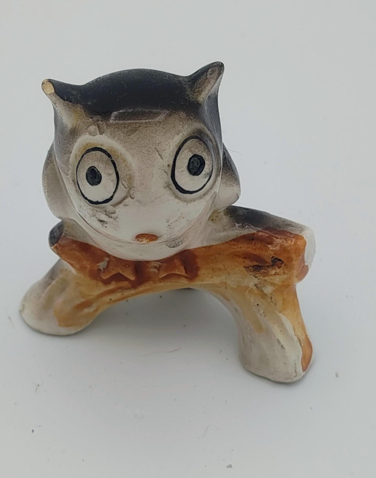 Vintage Ceramic Unique Owl Figurine with Imperfection