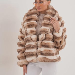 Cappotto in vera pelliccia di coniglio naturale Donna Moda invernale Colletto alla coreana Plus Size Cappotto