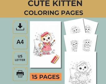 Kitten Coloring Pages for Kids 4–7 Printable PDF 15 Easy Designs A4 US Letter