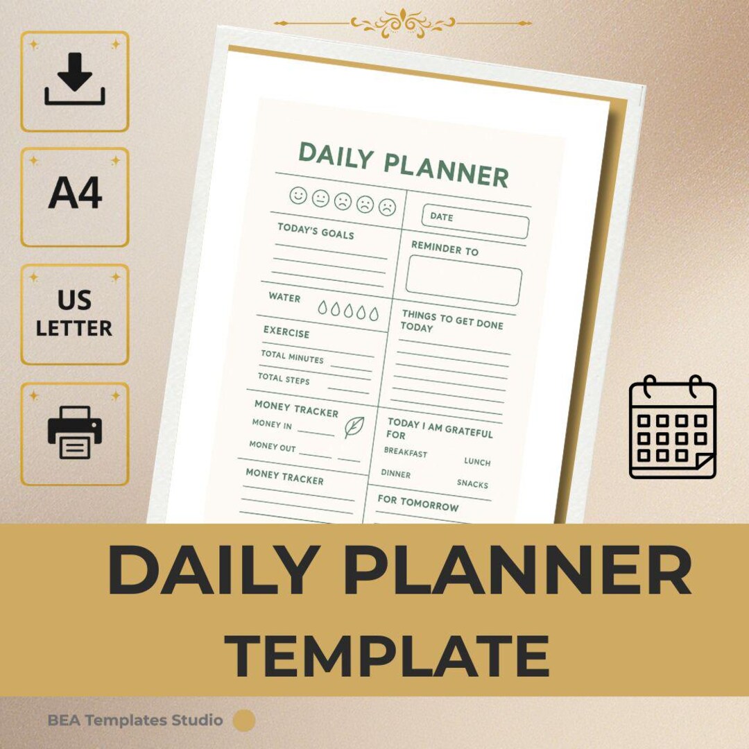 Minimalist Daily Planner Printable A4 US Letter To-do List PDF - Etsy ...