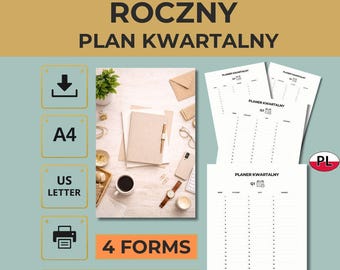 Quarterly Planner Printable PDF: Goals, Tasks, Minimalist Design (A4, US Letter)