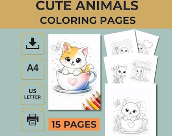 Animals Coloring Book for Kids 15 Simple Animal Pages Printable PDF Easy Coloring Activity