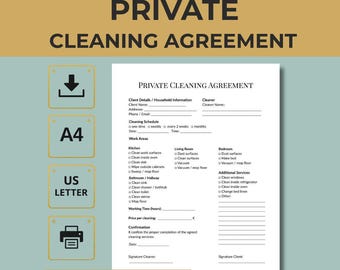Residential Cleaning Contract Template, Service Agreement PDF, Printable Editable Form