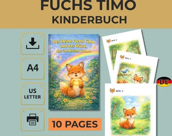 Kinderbuch Deutsch PDF Der kleine Fuchs Timo Gutenachtgeschichte 10 Seiten A4 US Letter
